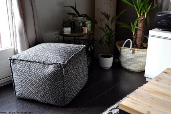 Pouf bianco e nero Cabourg