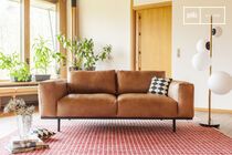 2-seater Havana leather sofa Almond