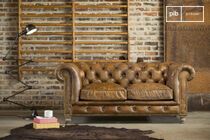 Fawn leather 2-seater chesterfield sofa Saint Paul