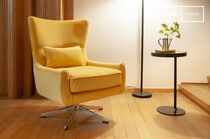 Yellow velvet swivel armchair Balmat