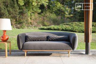 Round 3-seater gray velvet sofa Olson