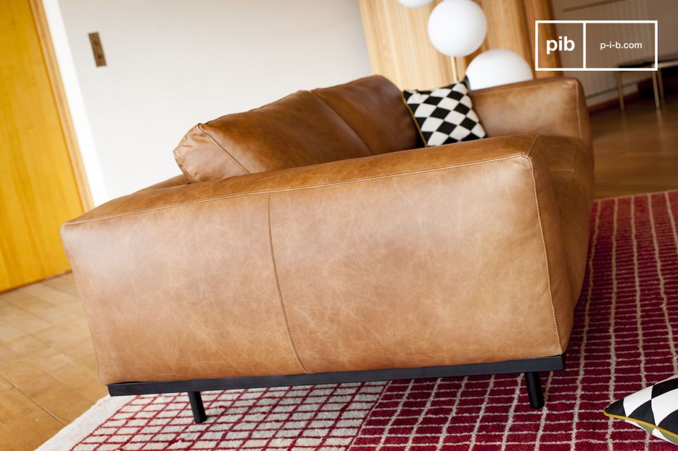 top grain almond leather sofa