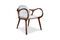 Miniature Brown solid ash armchair with ecru boucle fabric Onyx Clipped