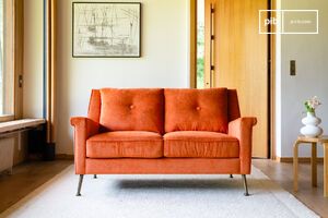 Elbrouz orange velvet 2-seater sofa
