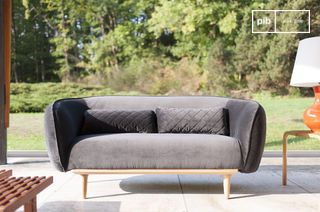 Round gray velvet sofa Olson