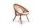 Miniature Walnut-coloured armchair in solid ash and wicker Clipped